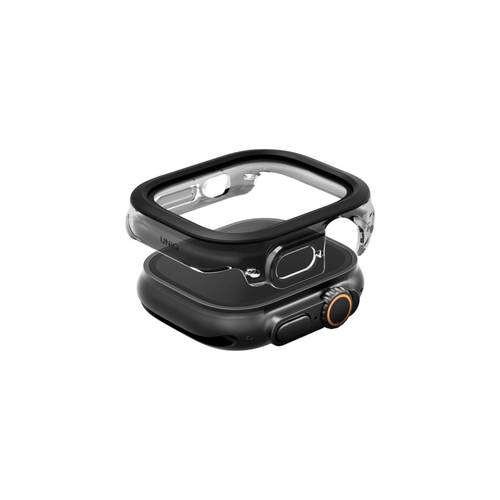 غطاء حماية UNIQ Case Voute لساعة Apple Watch Ultra مقاس 49 مم، مصنوع من الزجاج المقوى - أسود