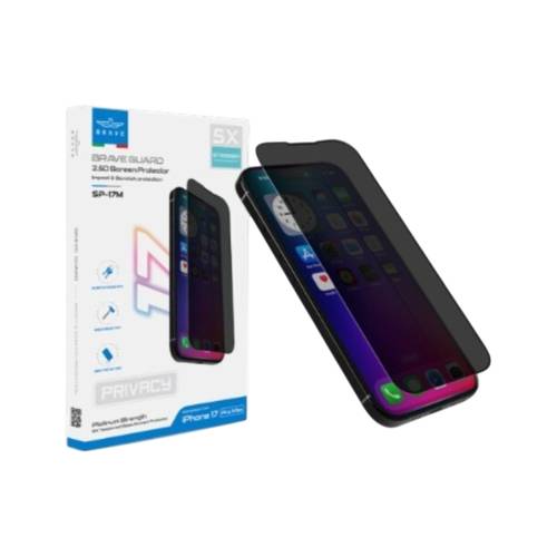واقي شاشة Brave Platinum Strength لحماية الخصوصية لهاتف iPhone 17 Pro Max - أسود SP-17M