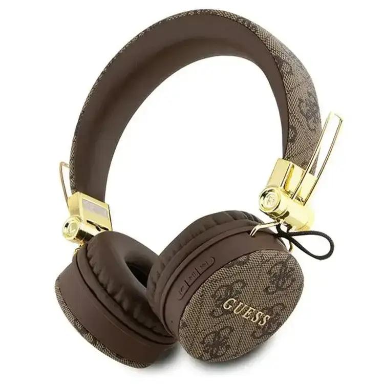 GUESS WIRELESS HEADPHONES STUDIO QUALITY SOUND- 4G PU Leather with Metal Logo - Brown