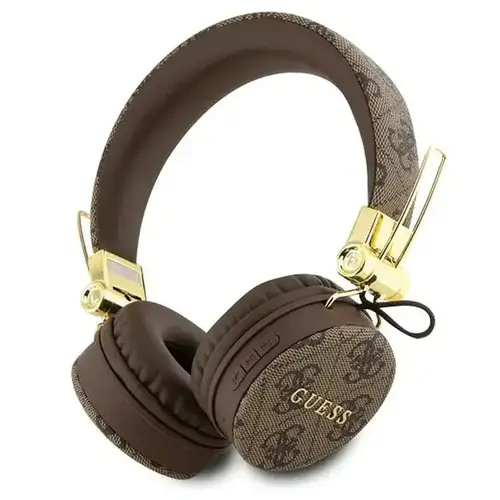 GUESS WIRELESS HEADPHONES STUDIO QUALITY SOUND- 4G PU Leather with Metal Logo - Brown