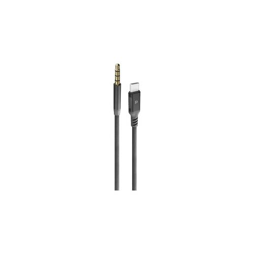 Powerology Power Sync Weave USB-C To 3.5mm Audio 1.2m Cable - Gray