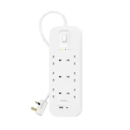 Belkin Connect Surge with USB-C and USB-A Ports 18W 6x AC Outlet - White
