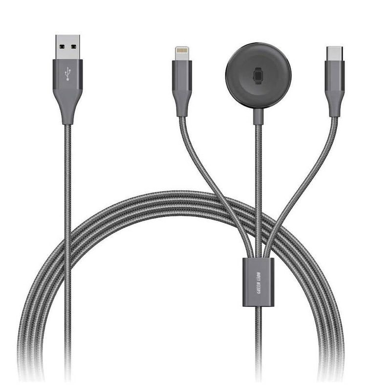 كابل شحن 3 في 1 1.2 متر 2.4 أمبير (شاحن Lightning/iWatch/Type-C)