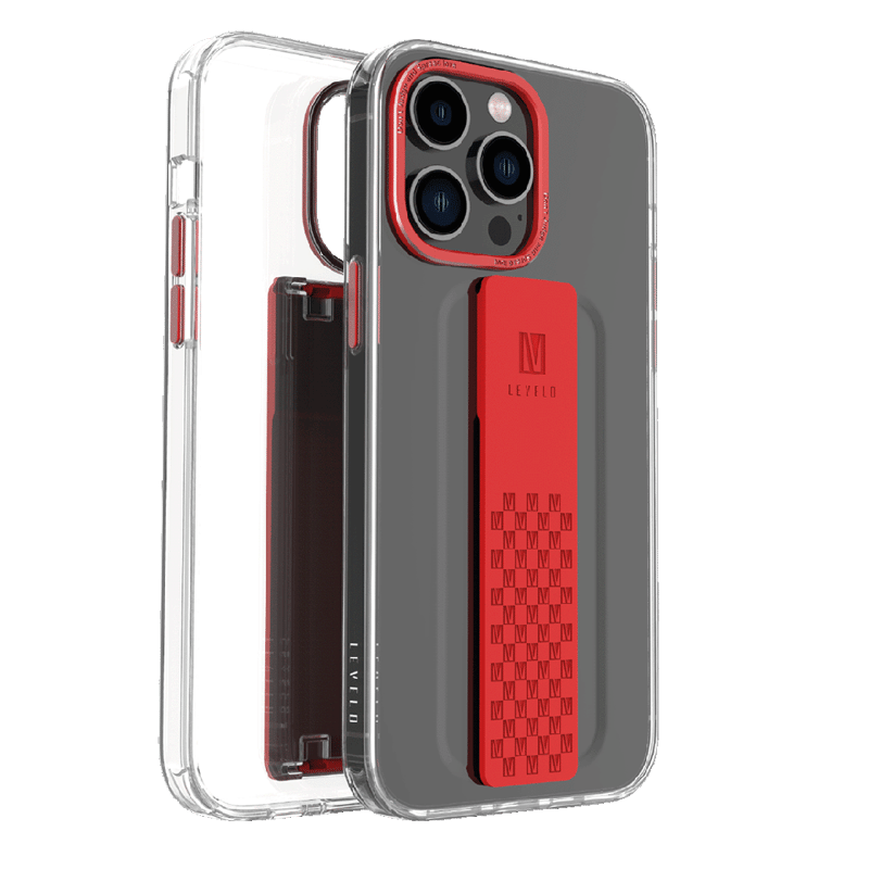 LEVELO GRAPHIA  IPHONE 14 PRO MAX  WITH HANDS FREE GRIP SILICONE RED CASE