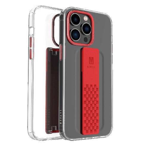 LEVELO GRAPHIA  IPHONE 14 PRO MAX  WITH HANDS FREE GRIP SILICONE RED CASE
