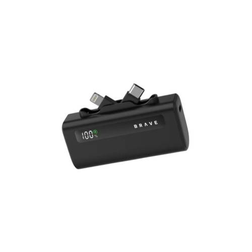 Brave 4-In-1 Compact Power Bank – 20W USB-C Portable Charger 5000MAh For On-The-Go Charging BLACK