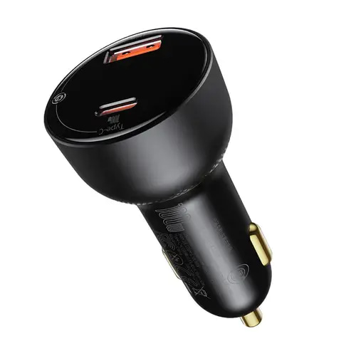 BASEUS DIGITAL DISPLAY PPS 100W DUAL QUICK CHARGER CAR CHARGER + 100W CABLE - BLACK