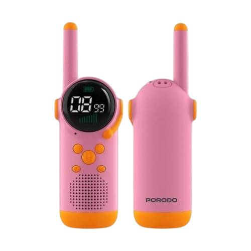 Porodo Kids Dual LCD Walkie Talkies with Flashlight & Keypad Child Lock - Pink