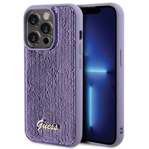GUESS GUHCP15XPSFDGSU APPLE IPHONE 15 PRO MAX HARDCASE SEQUIN SCRIPT METAL PURPLE