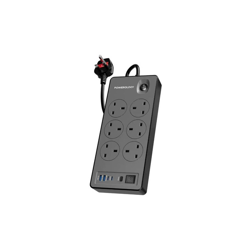 Powerology 6AC 2990W Power Strip PD 20W ,2M - Black
