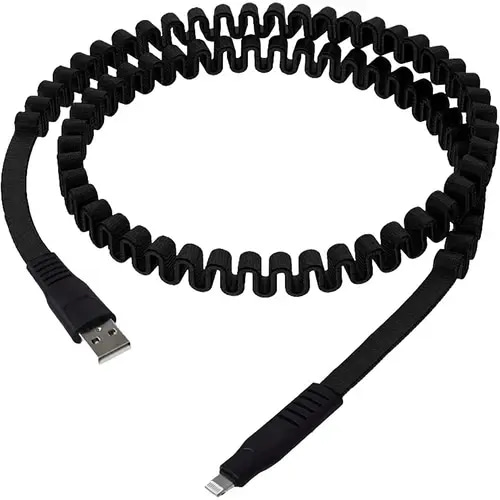 BRAVE LIGHTNING USB SPRING DATA CABLE-BLACK