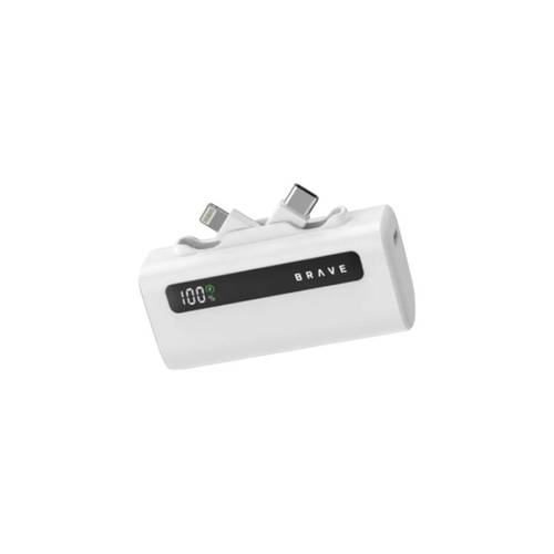 Brave 4-In-1 Compact Power Bank – 20W USB-C Portable Charger 5000MAh For On-The-Go Charging White