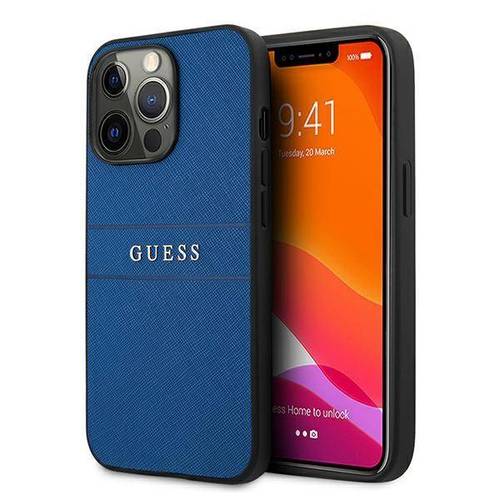 GUESS SAFFIANO STRAP FOR IPHONE 13 PRO (6.1')  BLUE CASE
