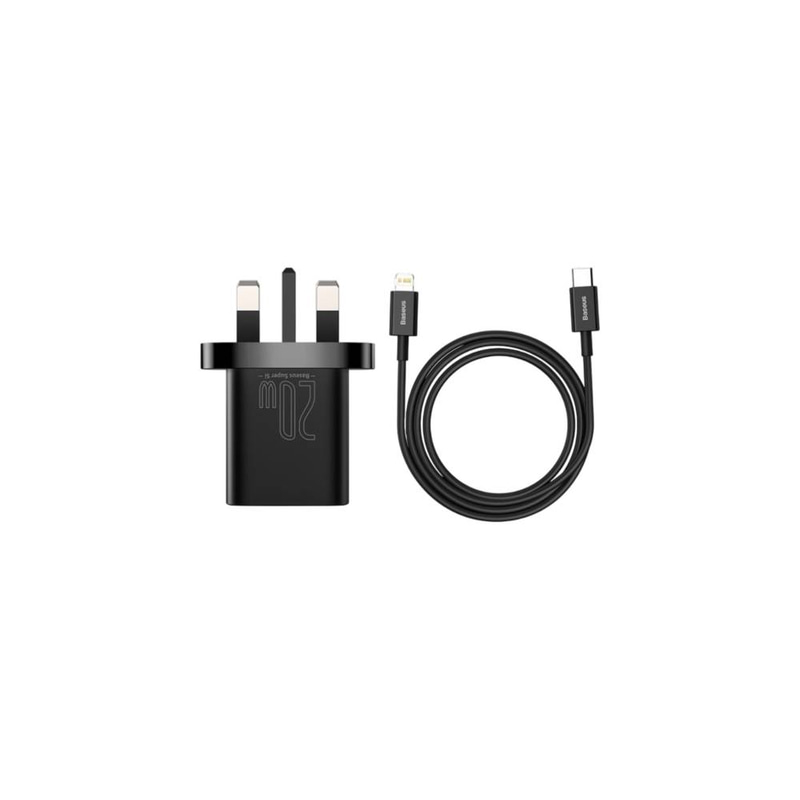 شاحن BASEUS Super Si السريع بقوة 20 واط من نوع TYPE-C Lightning - أسود