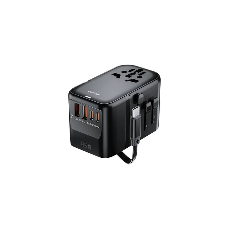 Green Lion Companion 45 Universal Travel Adapter - Black