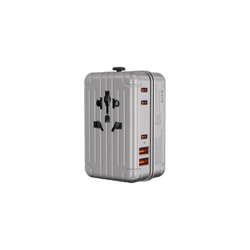 Levelo RoamiVersal 2400W Luggage Design Travel Adapter PD35W - Aluminum Silver