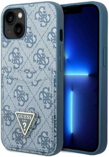 GUESS 4G TRIANGLE LOGO CARDSLOT FOR IPHONE 13 PRO (6.1')  BLUE COVER CASE