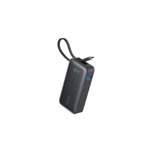 بنك طاقة Anker بقوة 30 واط، سعة 10000 مللي أمبير في الساعة، مع كابل USB-C مدمج - لون أسود - A1259H11