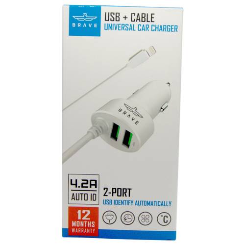 BRAVE BCC-214 USB + CABLE UNIVERSASL CAR CHARGER
