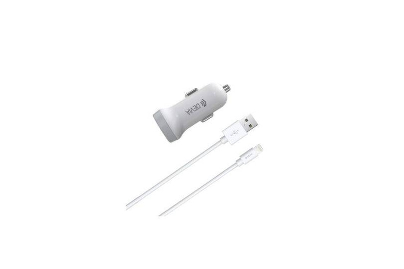 شاحن سيارة من سلسلة ديفيا الذكية مع كابل USB-A إلى Lightning - أبيض