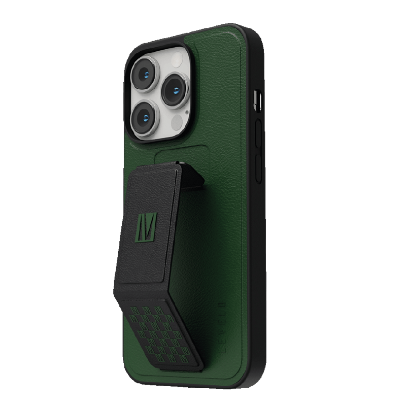 LEVELO MORPHIX IPHONE 14 PRO WITH DIRT RESISTANT & BACTERIOSTATIC GREEN CASE