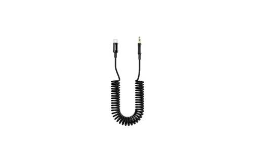 Porodo 3.5mm TYPE-C TO AUX COILED AUDIO CABLE (4FT/1.2M - BLACK