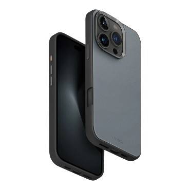 UNIQ iPhone 16 Pro / Pro Max cover made of luxurious leather in two colors and supports a MagSafe -(WASHED BLUE/BLACK)