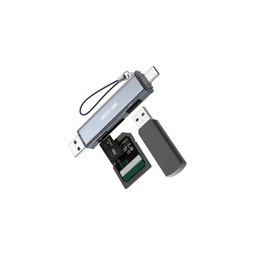 Green Lion 3 in 1 Card Reader with USB-A & USB-C Connectivity - Gray