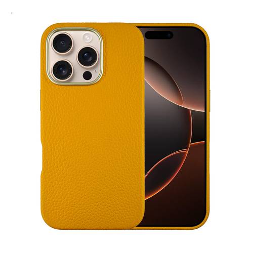 iPhone 16 Pro / Pro Max cover from A-CASE, original yellow leather