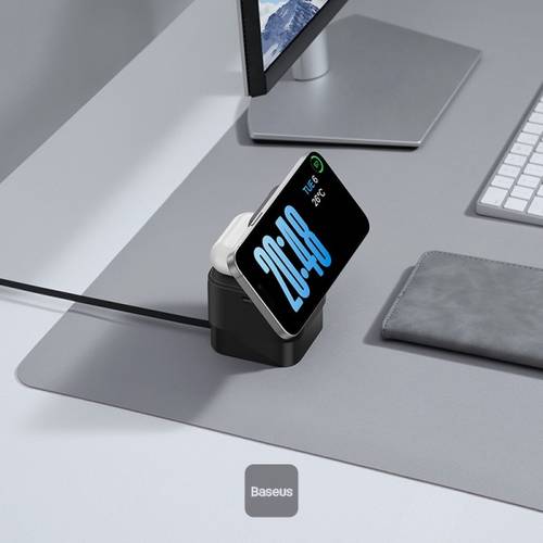 شاحن لاسلكي مغناطيسي Baseus MagPro 2 في 1 بقوة 25 واط - أسود