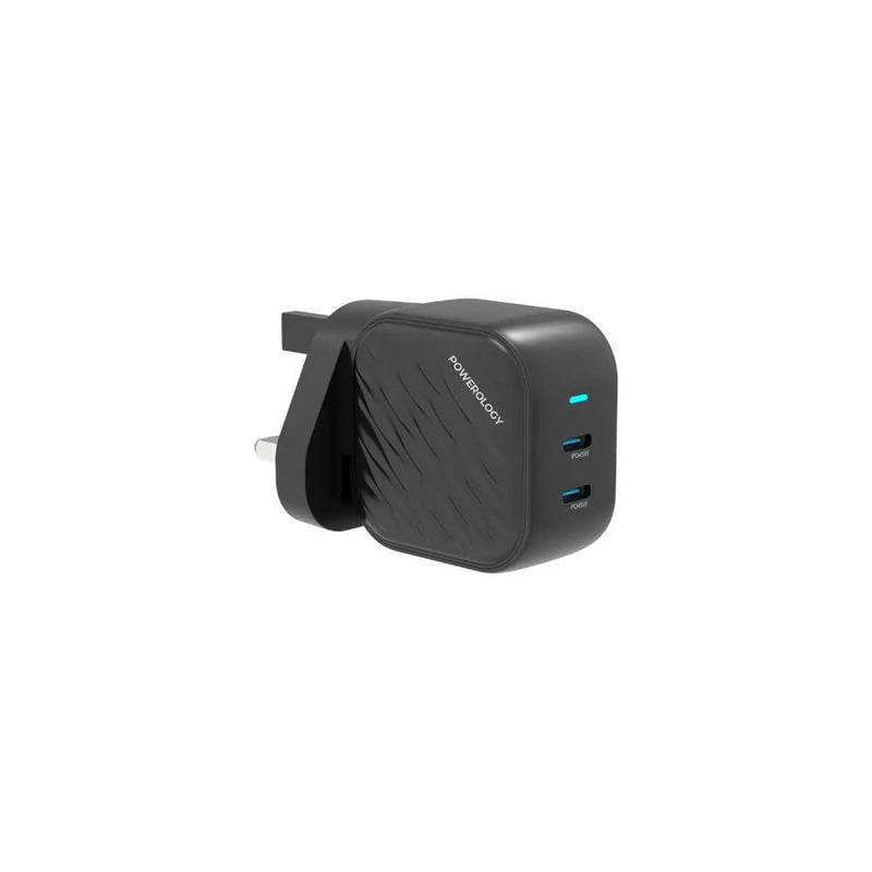 Powerology Gan Dual USB-C Wall Charger - Black