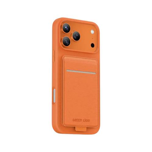 Green Lion Regal MagSafe Leather Case With Card Holder For Iphone 17 Pro - Orange