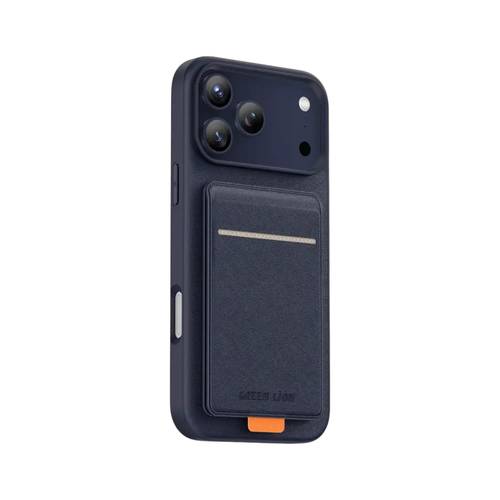 Green Lion Regal MagSafe Leather Case With Card Holder For Iphone 17 Pro Max - Blue