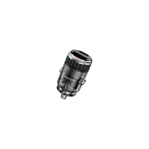 Porodo Dual Port Transparent Car Charger With Pull Ring Handle - Black