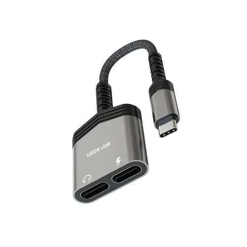 GREEN LION 2 IN 1 SPLITTER ADAPTER TYPE-C TO TYPE-C (CHARGING & AUDIO)