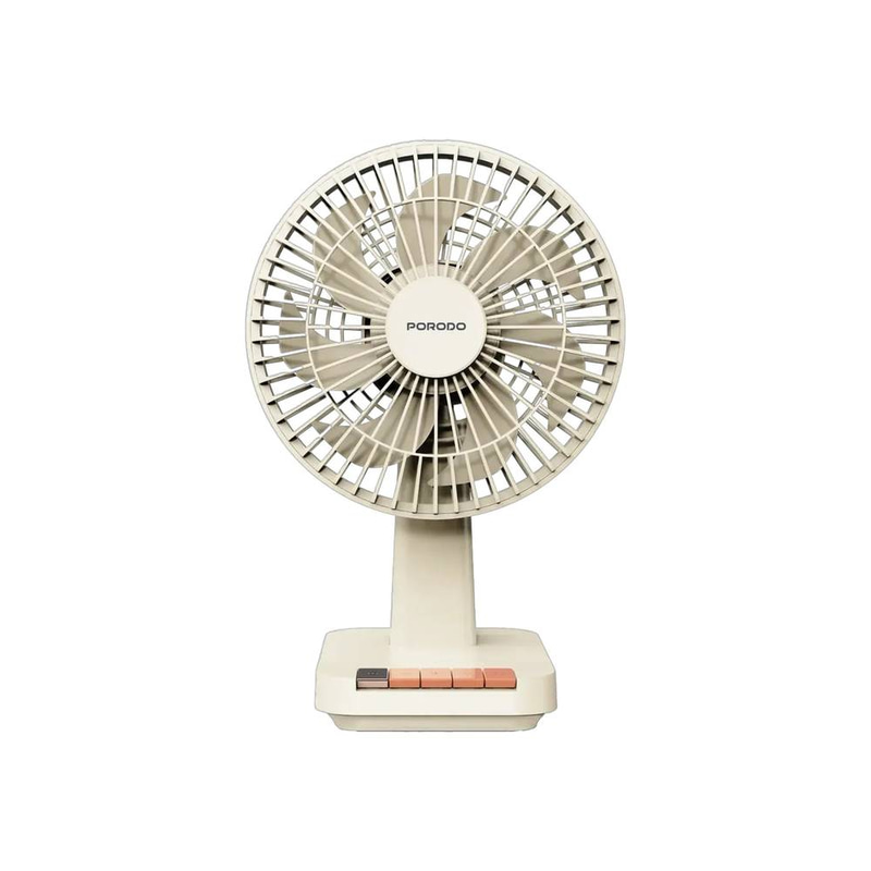 Porodo Chillo Desk Portable Desk Fan With Oscillating Function & Indicator Lights - Beige