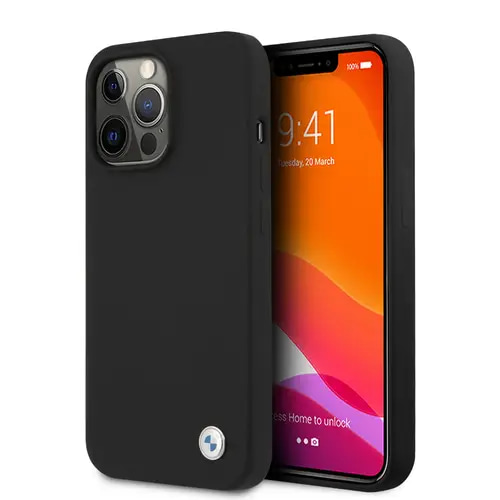 BMW SILICONE CASE FOR IPHONE 13 PRO (6.1') WITH METAL LOGO- BLACK CASE