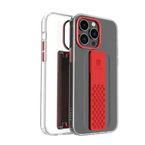 LEVELO GRAPHIA IPHONE 14 PRO WITH HANDS FREE GRIP SILICONE RED  CASE