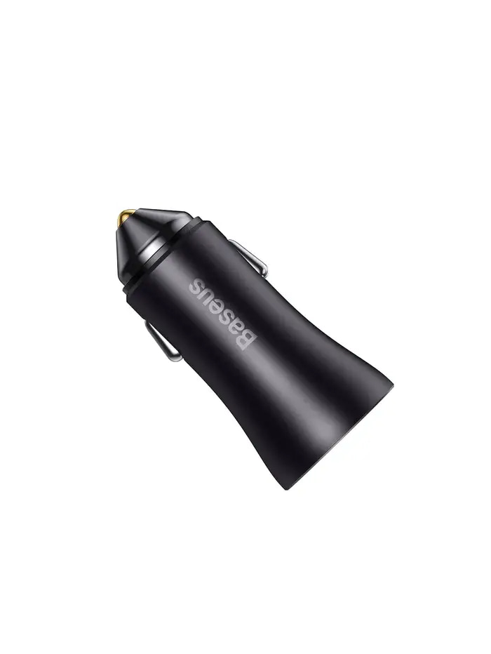 BASEUS GOLDEN CONTACTOR PRO DUAL FAST CAR CHARGER USB + USB TYPE C 40W QUICK CHARGE DARK GREY