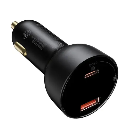 BASEUS DIGITAL DISPLAY PPS 100W DUAL QUICK CHARGER CAR CHARGER + 100W CABLE - BLACK