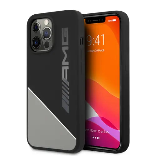 AMG- IPHONE 13 PRO- SILICONE CASE BLACK TWO TONES WITH LINE- BLACK