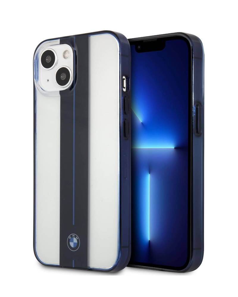 BMW IPHONE 13 (6.1') HARD CASE WITH MIDDLE STRIPE & SHOCK ABSORPTION PROTECTIVE COVER CASE