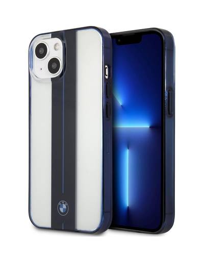 BMW IPHONE 13 (6.1') HARD CASE WITH MIDDLE STRIPE & SHOCK ABSORPTION PROTECTIVE COVER CASE