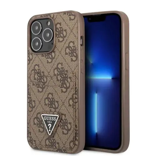 GUESS 4G CARD TRIANGLE  CARDSLOT FOR IPHONE 13 PRO (6.1')  BROWN COVER CASE