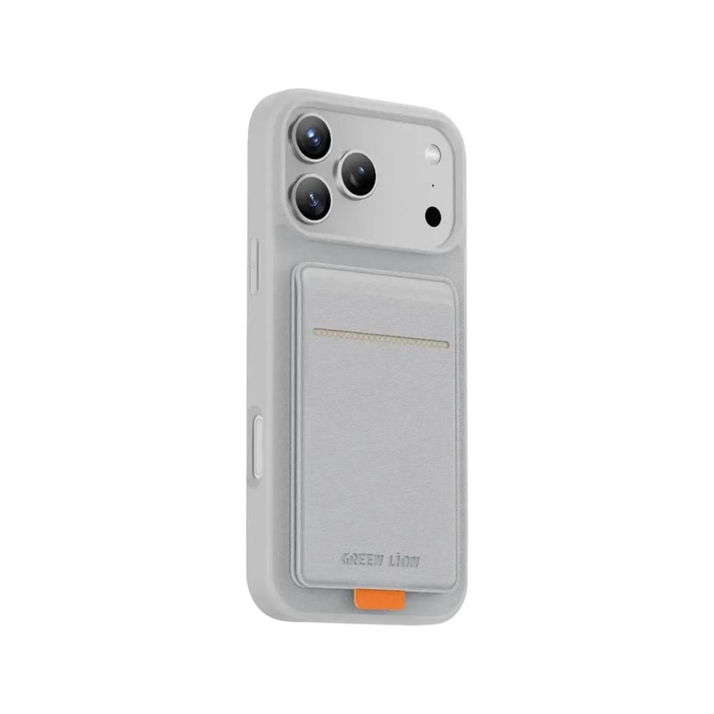 جراب Green Lion Regal MagSafe الجلدي مع حامل بطاقات لهاتف iPhone 17 Pro - فضي