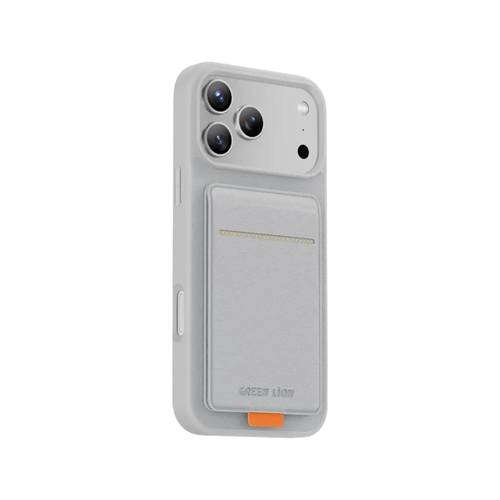 جراب Green Lion Regal MagSafe الجلدي مع حامل بطاقات لهاتف iPhone 17 Pro - فضي