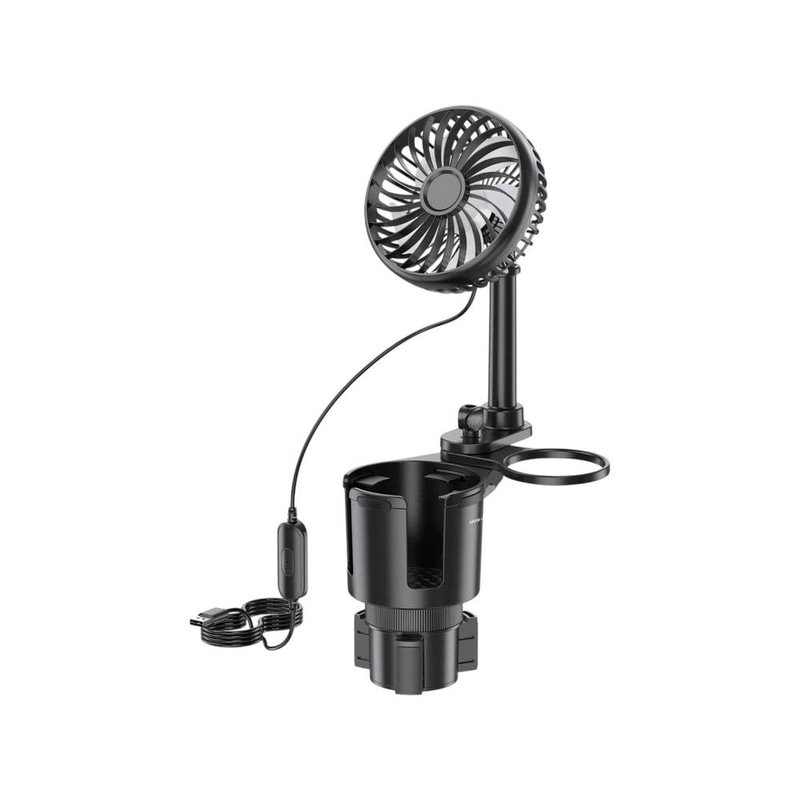 Green Lion Drive Fan Duo 2 IN 1 Cup Holder Car Fan 3 Speed Airflow - Black