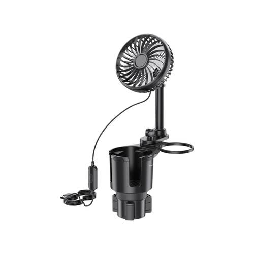Green Lion Drive Fan Duo 2 IN 1 Cup Holder Car Fan 3 Speed Airflow - Black
