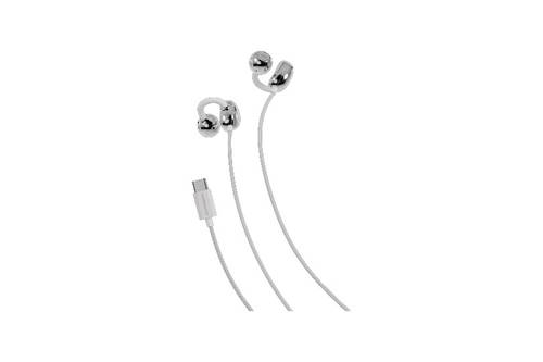 سماعات أذن سلكية Powerology Voro بمشبك للأذن ومنفذ USB-C - لون أبيض