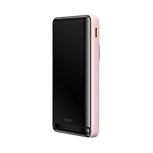  BASEUS MAGNETIC BRACKET  WIRELESS FAST CHARGER POWERBANK 10000MAH-(20W) BLACK WITH PINK